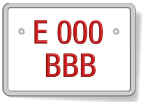 Placa de matrícula de un vehículo especial