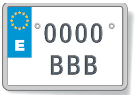 Placa de matrícula de un cuadriciclo no ligero