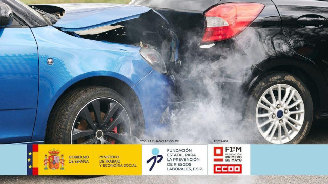 Cartel promocional del evento con dos coches en plena colisión