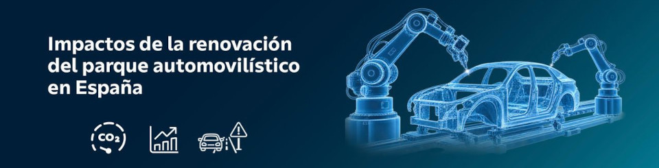 Portada con el nombre del evento El impacto de la renovación del parque en emisiones, seguridad vial y economía