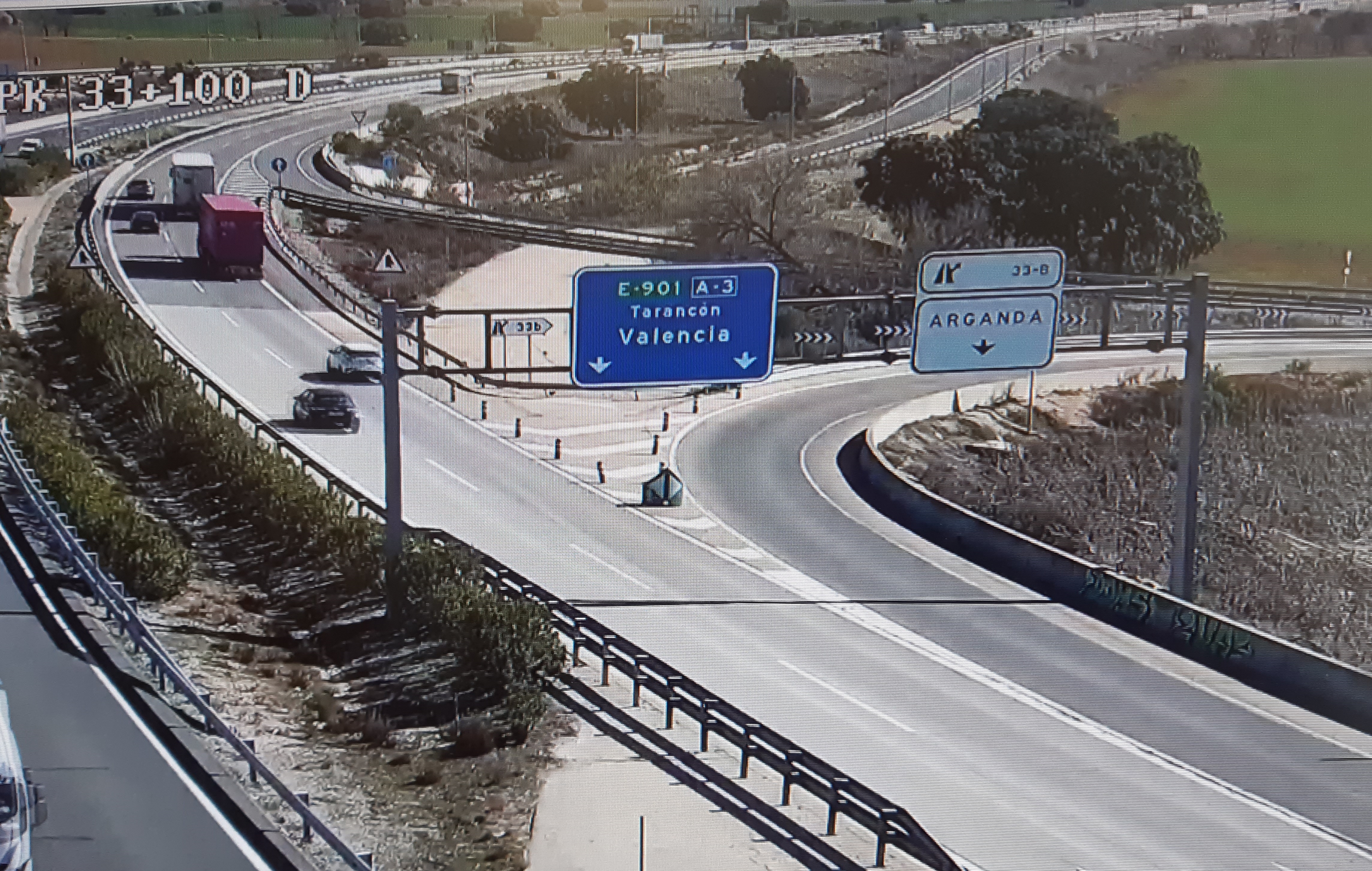 Obras en la A3 sentido Valencia