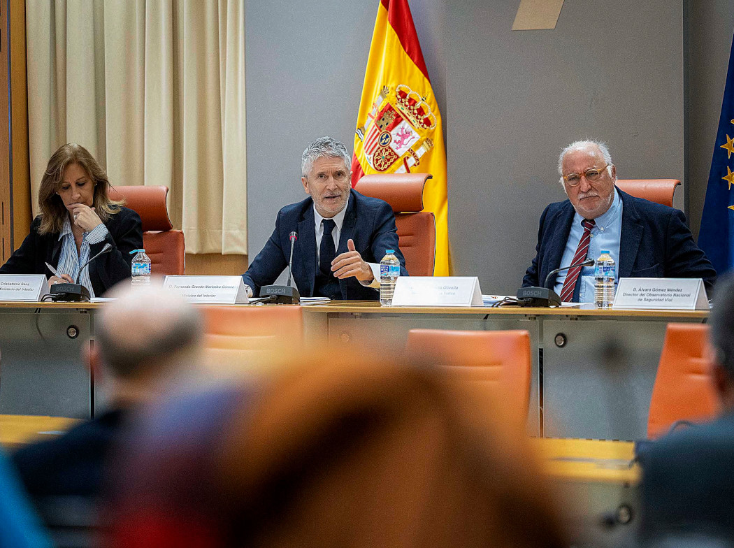 El Ministro del Interior Fernando Grande-Marlaska y el director de la DGT Pere Navarro en la rueda de prensa