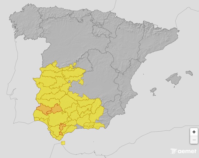 Mapa de España con avisos