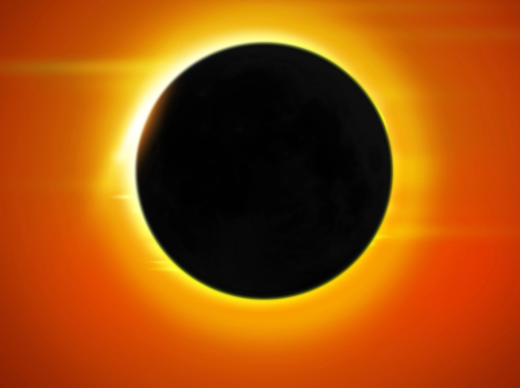 Imagen frontal de un eclipse solar