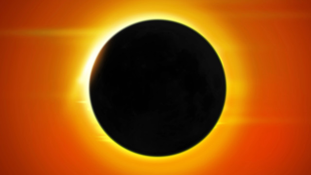 Imagen frontal de un eclipse solar