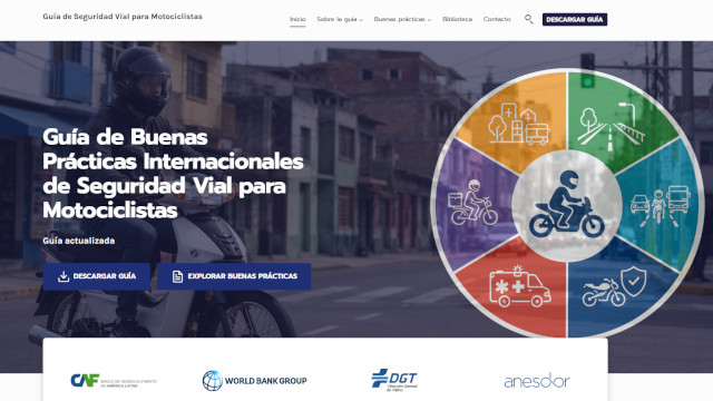 Imagen de la página web dónde está alojada la Guía de buenas prácticas internacional de seguridad vial para motociclistas