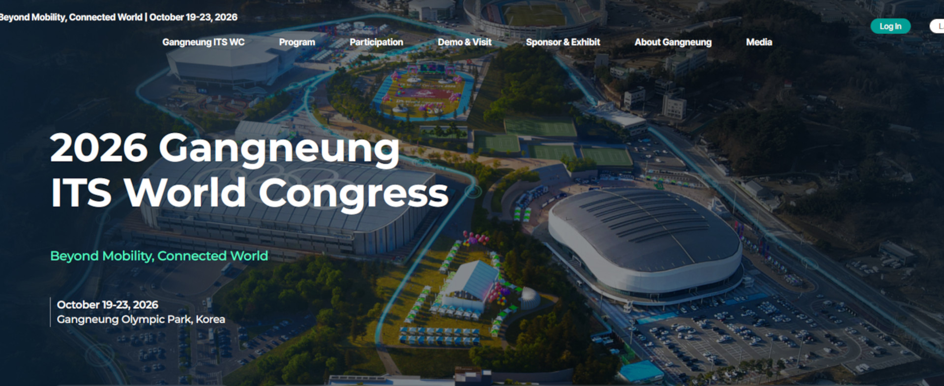 Portada de la página web del 2026 Gangneung ITS World Congress