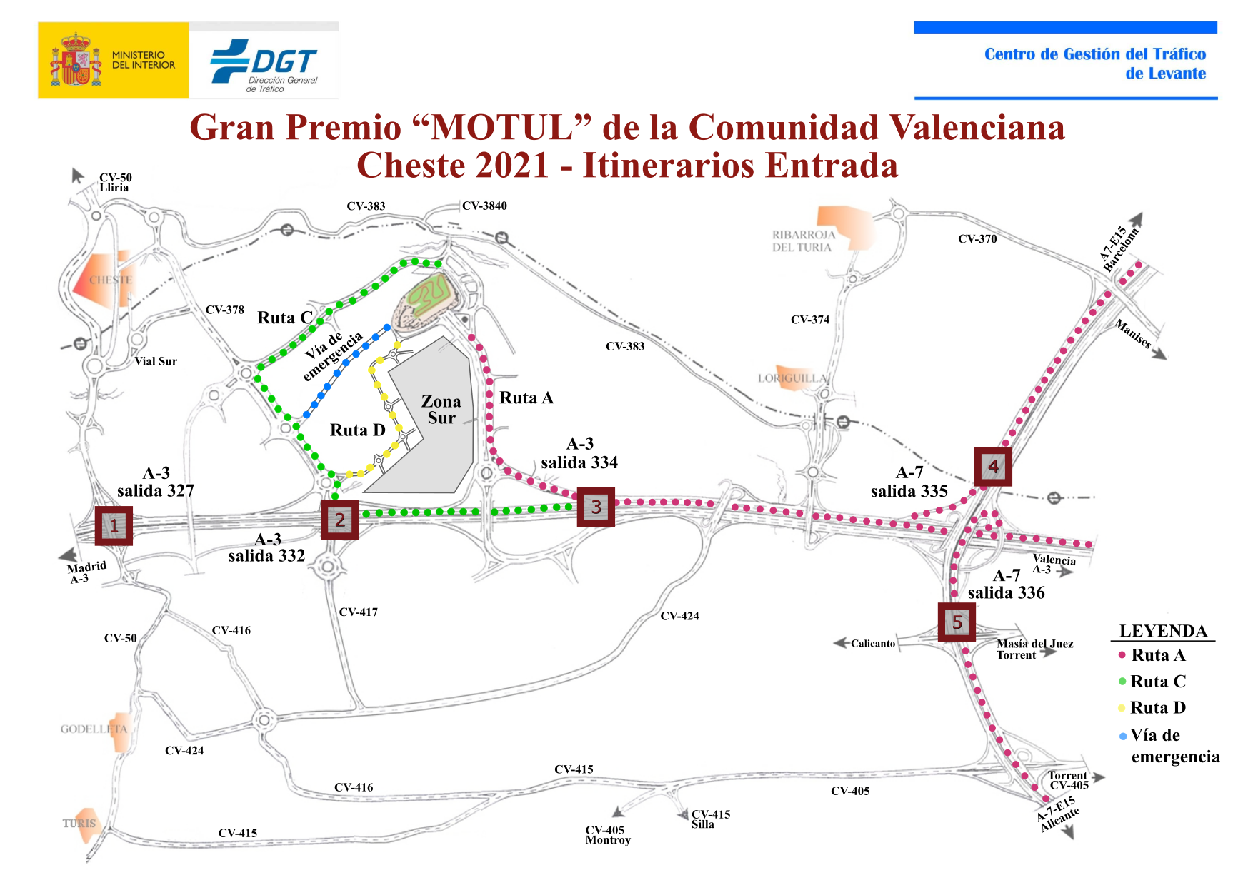 Itinerarios de Acceso al Circuito 1