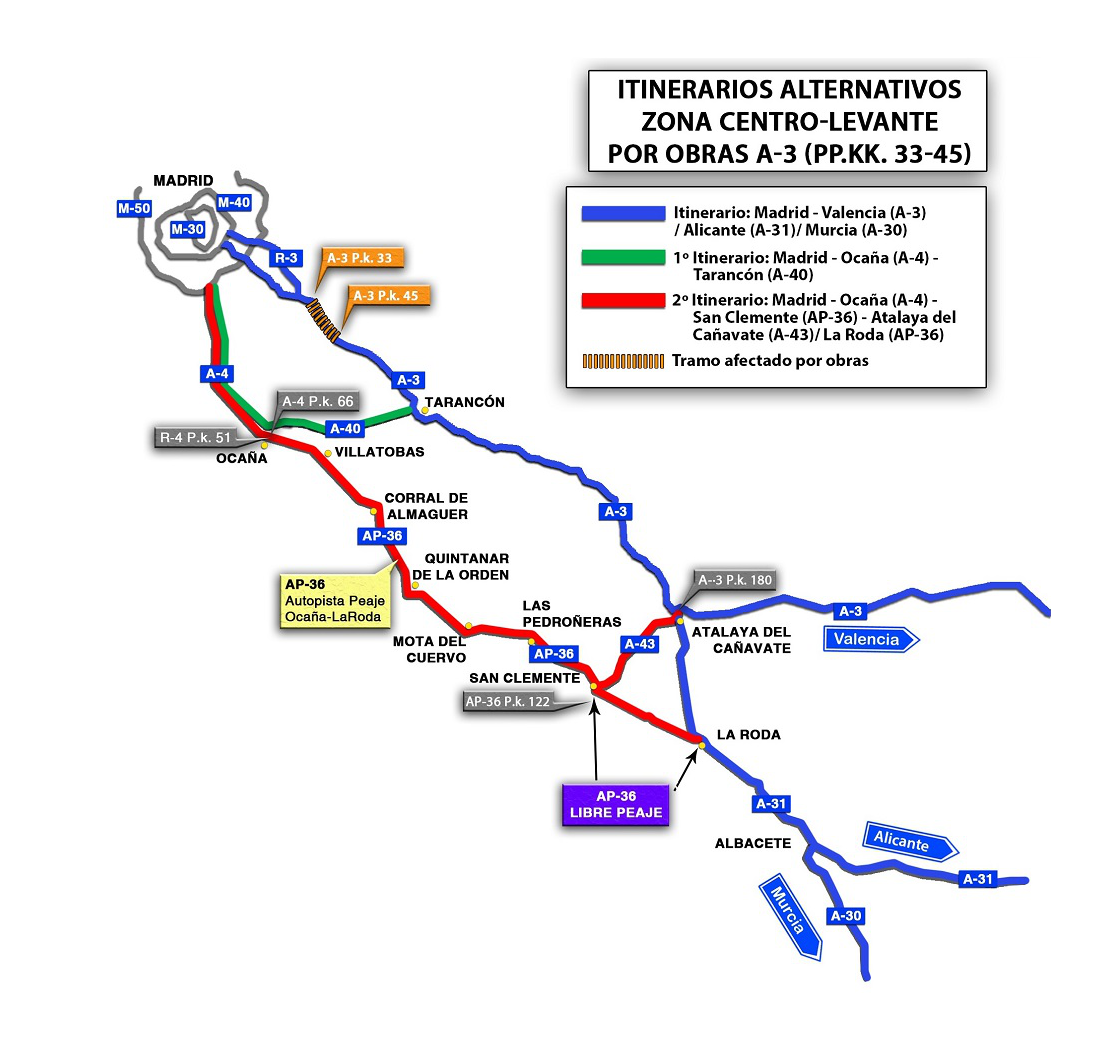 Itinerarios alternativos centro-levante