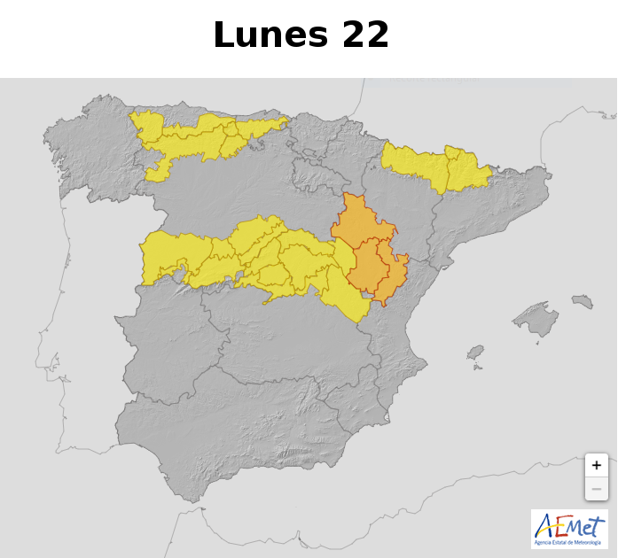 Mapa nieve Lunes 22