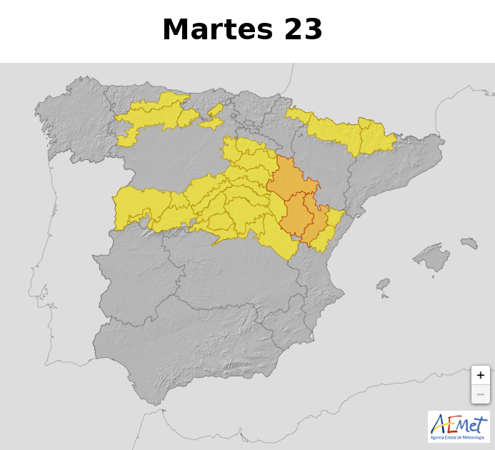 Mapa nieve Martes 23