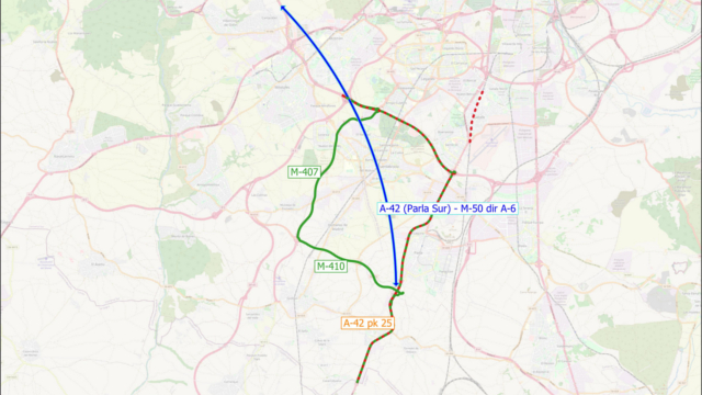 Tráfico adopta medidas para facilitar la circulación de los autobuses lanzadera por la A-42 (tramo Parla-Madrid)