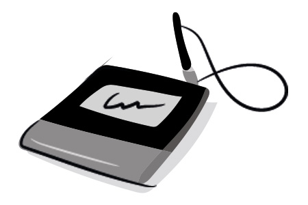 Dibujo de dispositivo digital con lápiz óptico para firmar