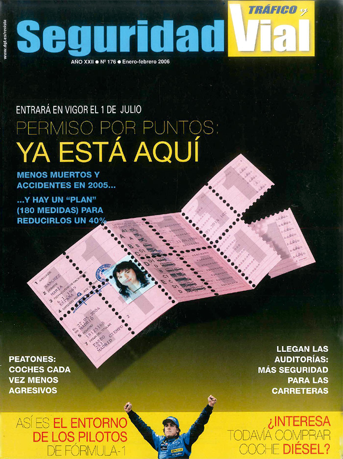 Portada de Seguridad Vial anunciando la entrada en vigor del permiso por puntos el 1 de julio de 2006.