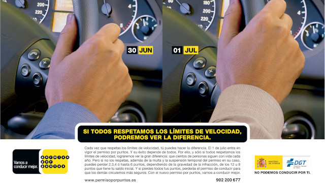 Comparación de conducción antes y después del permiso por puntos para promover el respeto a los límites de velocidad.