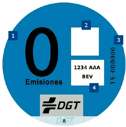 DIST. AMBIENTAL DGT COCHE TIPO 0 EMISIONES - Izquierdo Automoción