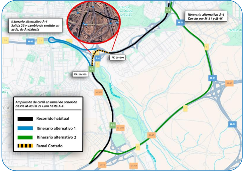 Mapa de ampliación del ramal de acceso desde la M-40 a la A-4