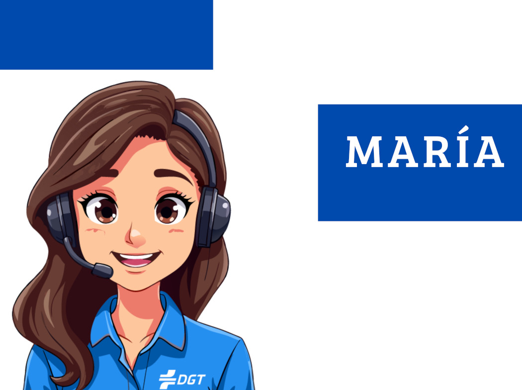 Dibujo de un avatar de mujer teleoperadora con el nombre de María a la derecha